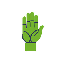 Obraz premium Green Hand Illustration-Open Palm Design-Vector Graphics-Concept of Unity-Collaboration & Support-Symbol of Helping Hand-Teamwork-Minimalist Style