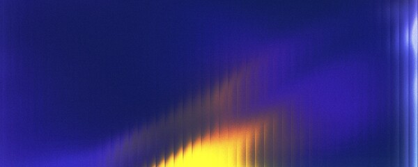 Abstract background of yellow liquid gradient in dark shiny shining with stripes effect. Refraction of wavy striped glass.