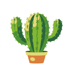 Potted Cactus Illustration - Green Cactus in Terracotta Pot - Desert Plant Clipart - Southwest Decor Idea - Cute Cactus Graphic - Botanical Illustration Art