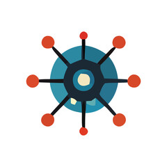 Fototapeta premium Stylized graphic of a virus or cell with radiating connections.