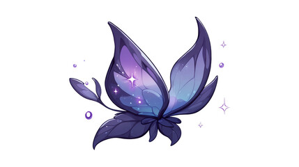 Stylized illustration of a magical butterfly with galaxy pattern on transparent background.
