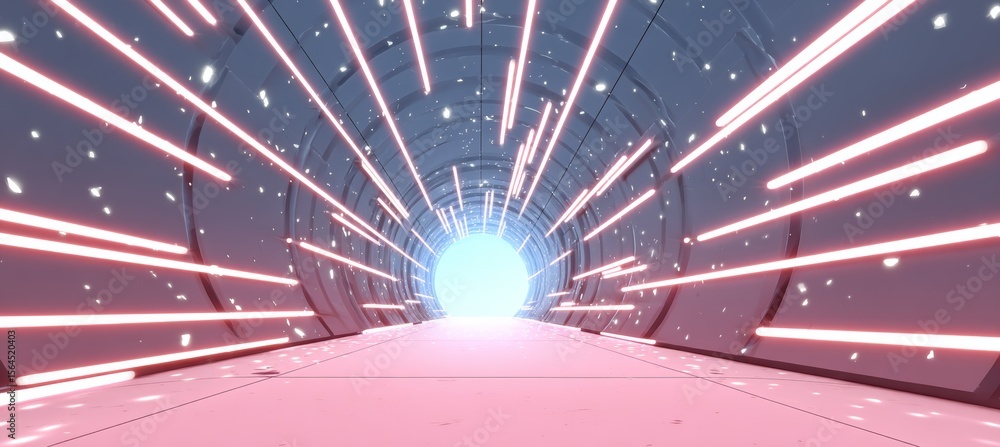 Poster future portal tunnel with light speed motion burst effect. space warp time travel. generative ai tec