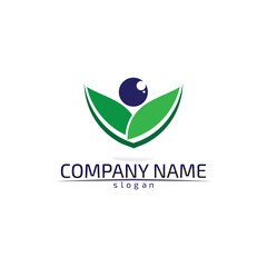 Tree leaf vector design eco friendly concept logo