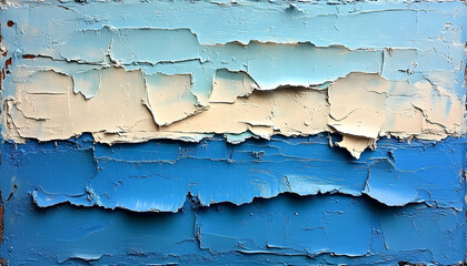 Obraz premium Textured Blue and Beige Abstract Painting with Thick Impasto Lay