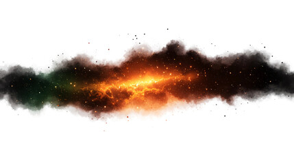 Glowing nebula with green and orange hues against a transparent background.