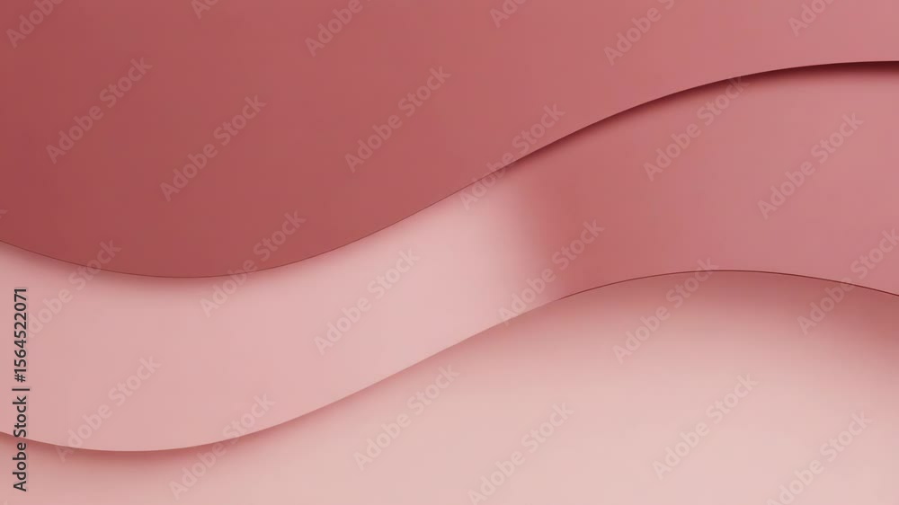 Poster abstract background with layered paper waves in shades of pink and salmon, creating a soft and elega