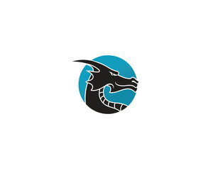 Head dragon flat color logo template vector illustration