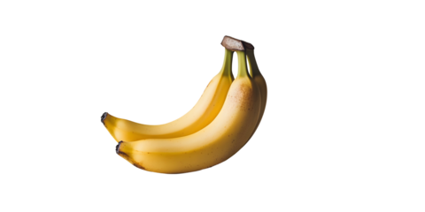 Studio shot of two ripe yellow bananas, against a solid black background