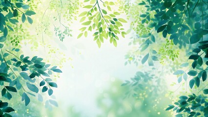 優しい新緑の背景イラスト　Generative AI