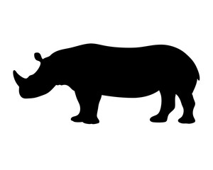 Striking Silhouette of a Majestic Rhinoceros Against a Clean White Background