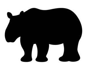 Monochrome Silhouette of a Woolly Rhinoceros Depicting Prehistoric Animal