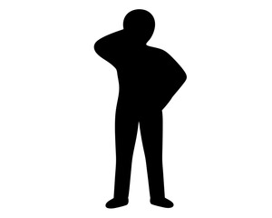 Black silhouette of a person with hand on head in contemplation pose