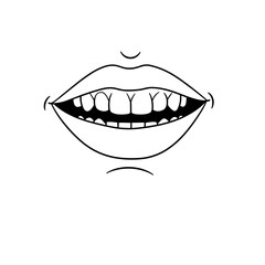 Illustrative depiction of a smiling mouth with visible teeth  
