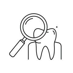 Dental examination concept with magnifying glass and tooth  