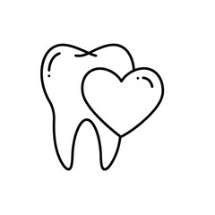 Obraz premium Tooth and heart symbol in minimalist line art style 