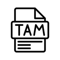 TAM Outline Icon. Total Addressable Market TAM outline icon for market size, business potential, and sales strategy.