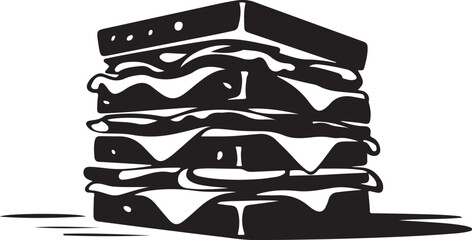 Minimalist black and white fast food vector set featuring detailed silhouettes of burgers, sandwiches, and beverages