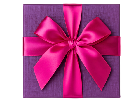 Elegant gift box with yellow ribbon tied in a bow isolated on transparent background
