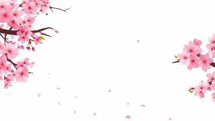 Beautiful pink cherry blossom and sakura flower on delicate branch in spring, romantic falling petals creating peaceful scene. - Powered by Adobe