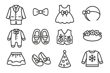 Naklejka premium Black and gray baby fashion icons on textured background