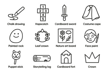 Fototapeta premium Hand-drawn children's toys and activities icons on dark background