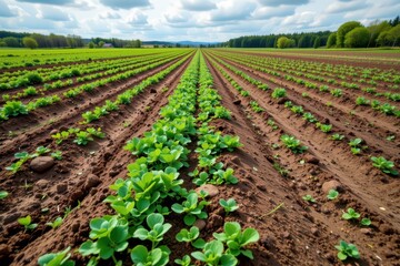 a time lapse of a barren field turning green from clover, visual metaphor for ecological healing and soil recovery