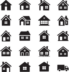 Fototapeta premium Cozy House Silhouette Vector ClipartMinimalist Home Outline Design for Print and CutRustic Cottage Silhouette – SVG & PNG FileModern House Icon – Simple Black SilhouetteVintage Home Silhouette