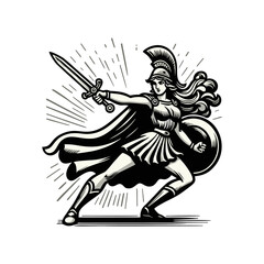 Fototapeta premium Athena Cartoon retro logo icon design illustration