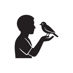 silhouette of a man with a bird