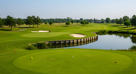 Obraz premium Expansive golf course on a sunny day (1)