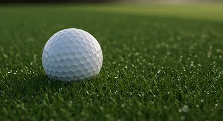 Obraz premium Golf ball on a dewy green