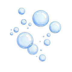 Floating sea bubbles in stylized digital form for underwater visuals, kids designs, and playful marine compositions. Transparent Background, Cutout, PNG