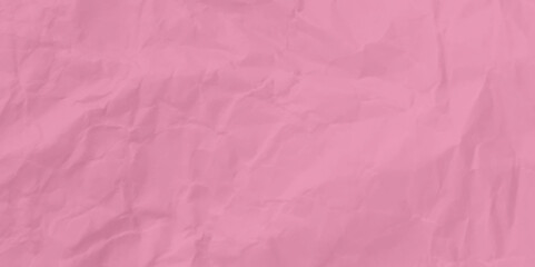 Pink clean crumpled paper background. Horizontal crumpled empty paper template for posters and banners. Vector illustration