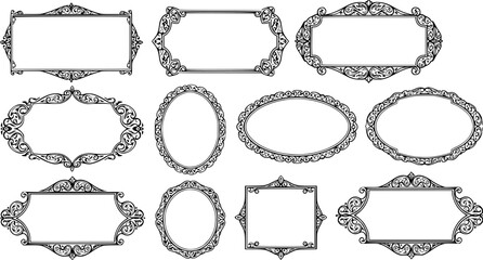 Obraz premium decorative ornate frames, calligraphic borders, elegant decorative elements, heraldic design, ornate borders, vintage frames, victorian frames, retro frames, decorative graphic elements, antique frame