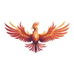 Obraz premium Phoenix Bird with Open Wings Vector