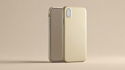 High-resolution image of a plain cellphone case standing upright against a neutral background. High quality