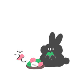 송편, 떡, rice cake, 추석, 설날, 명절, holiday, 분홍, 초록, rabbit, bunny, animal, easter, cartoon, illustration, hare, cute, pet, animals, art, mammal, baby, sweet, dessert, 디저트, 꿀떡, honey rice cake, 토끼, 하얀토끼, 까만