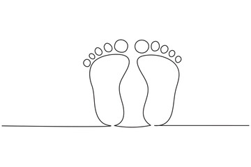 Foot sole continuous line drawing vector on white background in minimalist and simple outline style