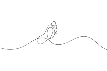 Obraz premium Foot sole continuous line drawing vector on white background in minimalist and simple outline style