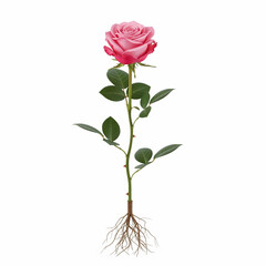Fototapeta premium Pink rose expressed to the roots