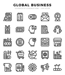 Global Business icons set. Vector illustration.