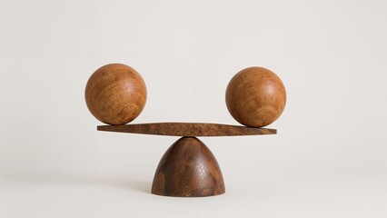 Minimalist Wooden Balance Scale Symbolizing Perfect Equilibrium and Harmony