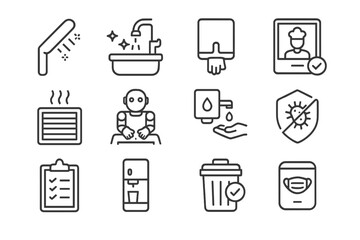 Hygiene and sanitation icons for cleanliness and safety practices