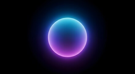 Vibrant Glowing Sphere with Cyan Purple Gradient Light, Abstract Modern Digital Art Background