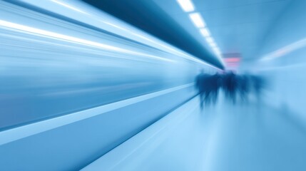 Blurred motion in a modern subway station