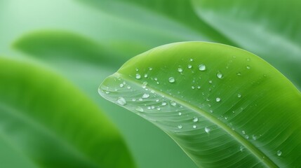 Close-up of fresh green leaves with water droplets