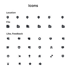 Location, File, Feedback Icons