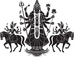 Goddess Durga with Trishul Silhouette Design

Durga Face with Third Eye Vector Art

Traditional Durga Puja Celebration Silhouette

Durga Idol with Lion and Mahishasura Vector

Devotional Durga Puja Sc