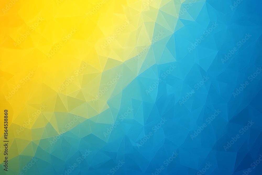Poster geometric background with triangular shapes, gradient from yellow to blue