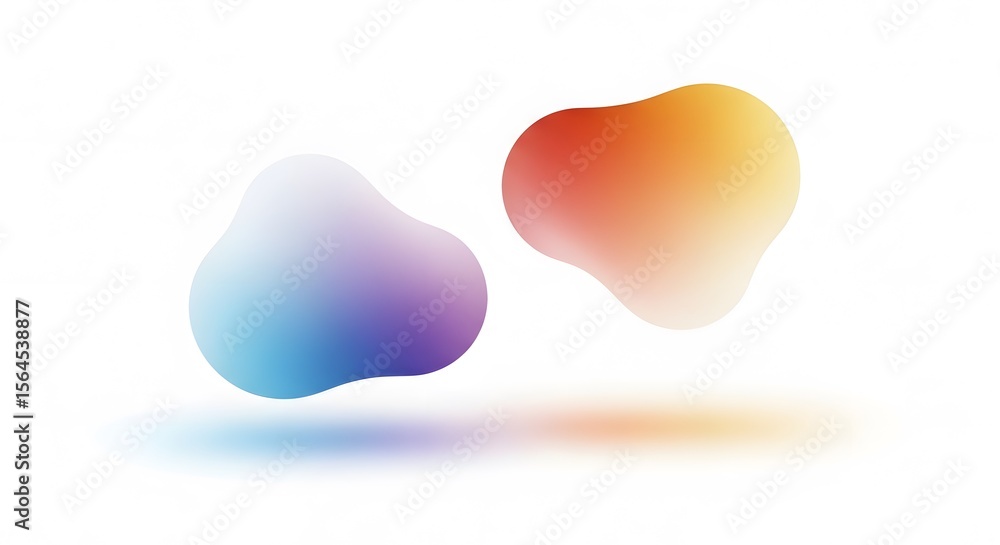 Poster modern abstract fluid gradient shapes floating on a minimalist white background